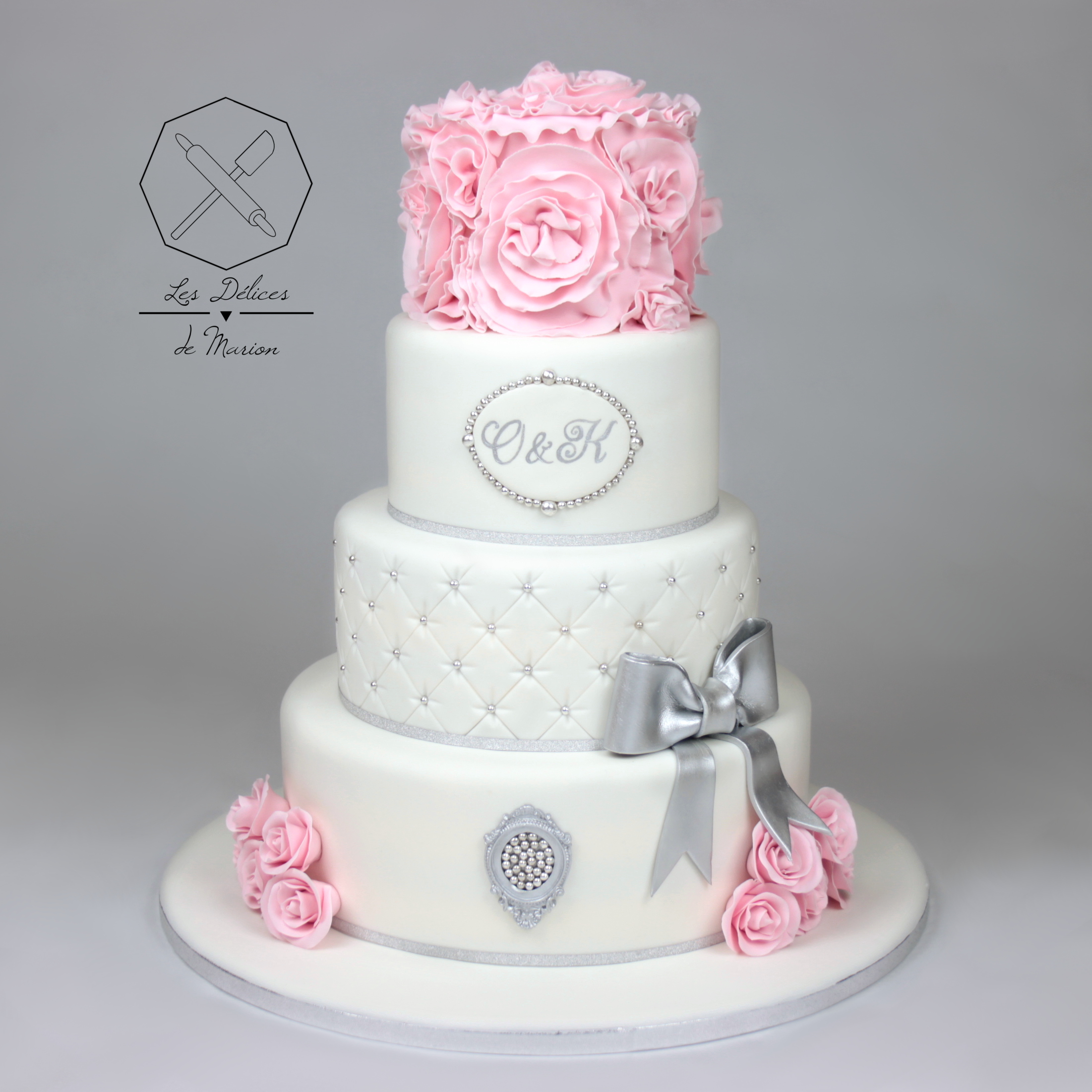 gateau_mariage_wedding-cake_rose_argent_rosette_cake-design_delices-marion
